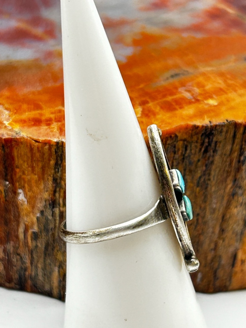 Vintage Dainty Sterling Silver Turquoise Ring - Size 6 - Picture 4 of 6